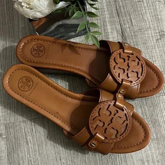 Tory Burch Leather Wedges - Picture 2 of 16